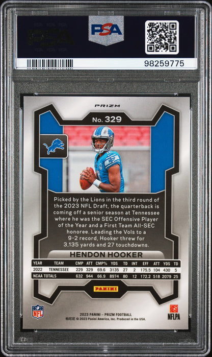2023 Panini Prizm #329 Hendon Hooker Silver Prizm PSA 8