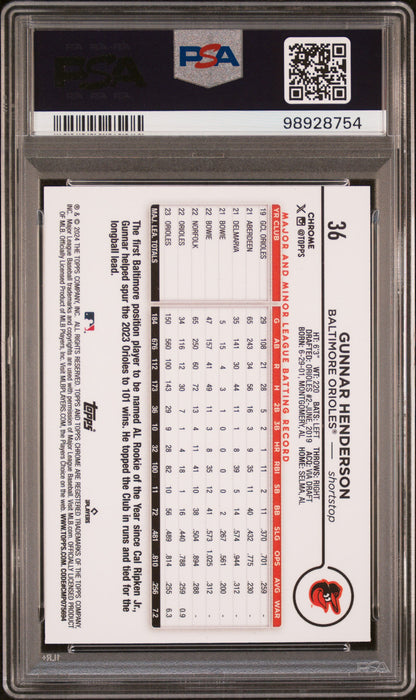 2024 Topps Chrome #36 Gunnar Henderson PSA 10