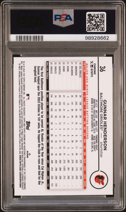 2024 Topps Chrome #36 Gunnar Henderson PSA 9