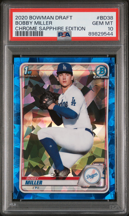 2020 Bowman Draft Chrome Sapphire Edition #BD38 Bobby Miller PSA 10