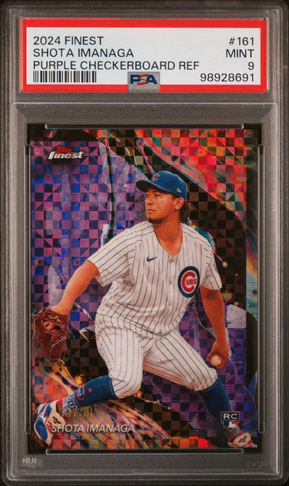 2024 Topps Finest #161 Shota Imanaga Purple Checkerboard Ref/99 PSA 9