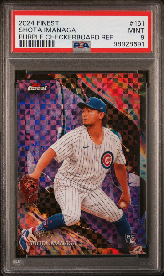 2024 Topps Finest #161 Shota Imanaga Purple Checkerboard Ref/99 PSA 9