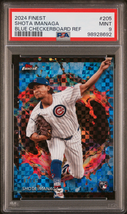 2024 Topps Finest #205 Shota Imanaga Blue Checkerboard Ref/49 PSA 9