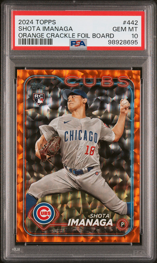 2024 Topps #442 Shota Imanaga Orange Crackle Foil Board PSA 10