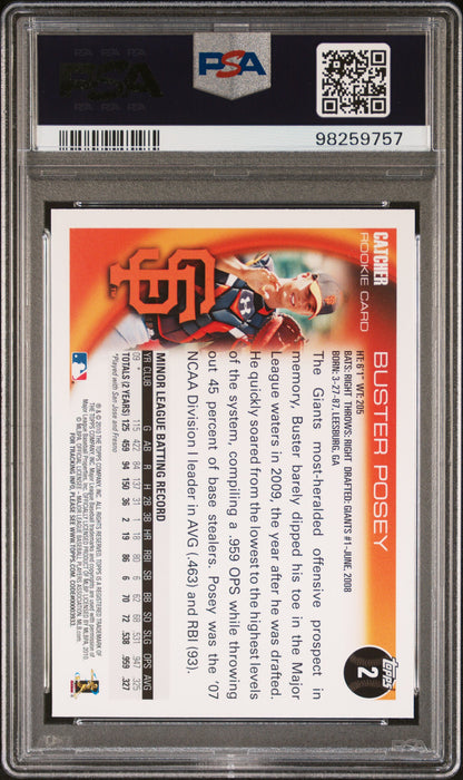 2010 Topps #2 Buster Posey PSA 10