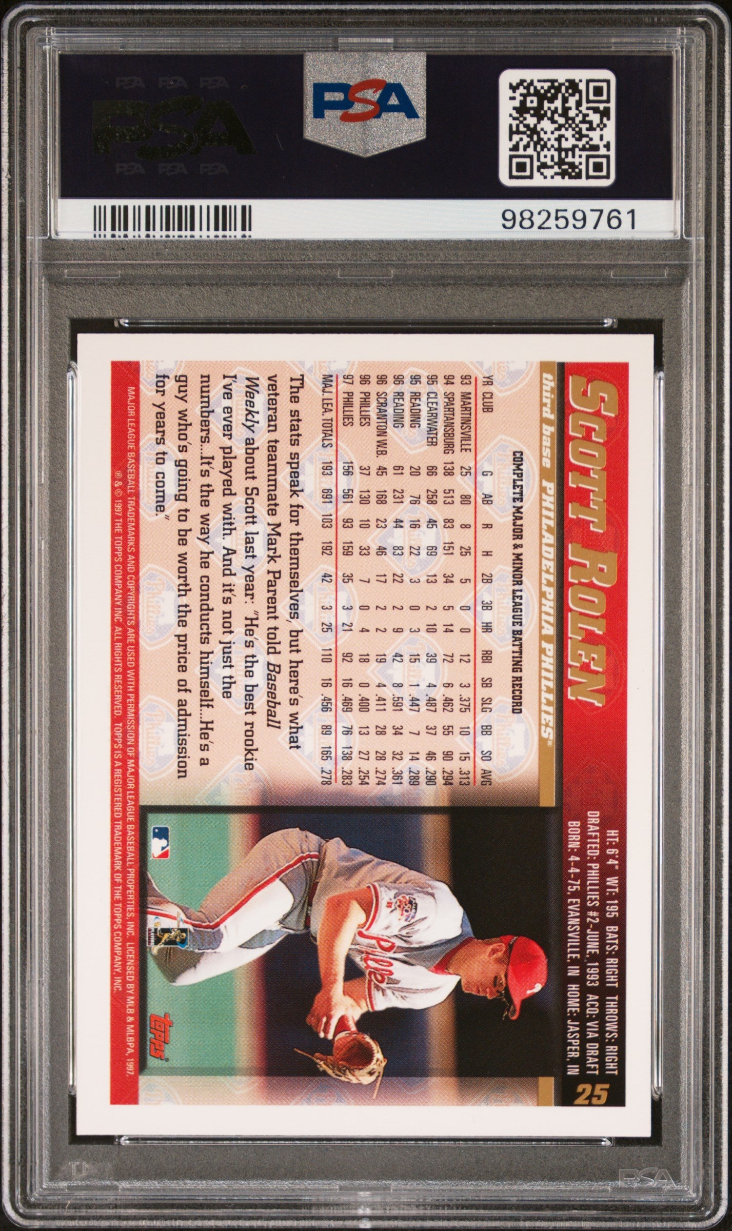 1998 Topps #25 Scott Rolen PSA 10