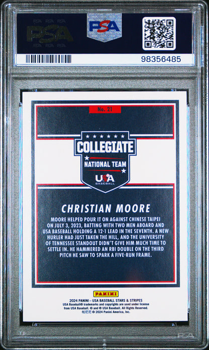 2024 Panini Stars & Stripes Usa #21 Christian Moore Opening Day PSA 10