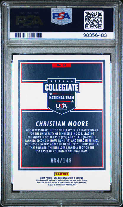 2024 Panini Stars & Stripes Usa #88 Christian Moore Blue PSA 10