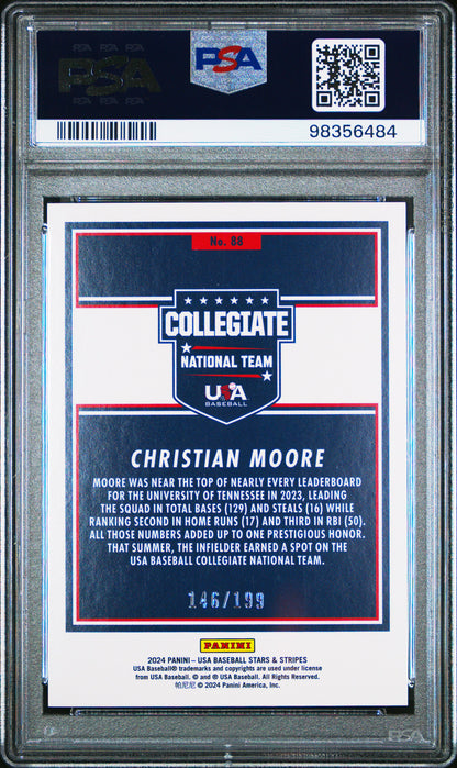 2024 Panini Stars & Stripes Usa 146/199  #88 Christian Moore Red PSA 10