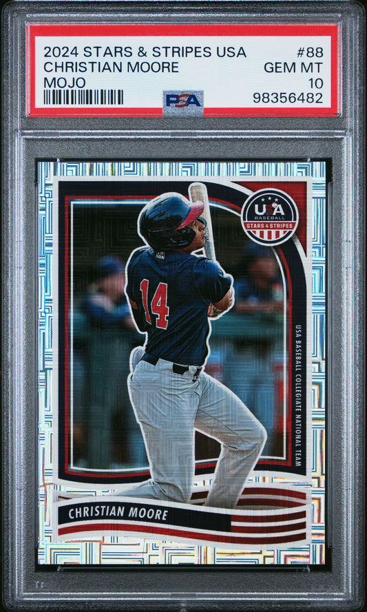 2024 Panini Stars & Stripes Usa #88 26/49 Christian Moore Mojo PSA 10