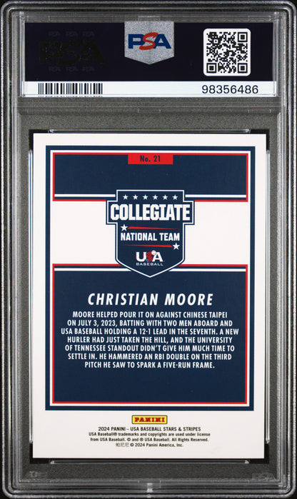 2024 Panini Stars & Stripes Usa #21 Christian Moore Opening Day PSA 9