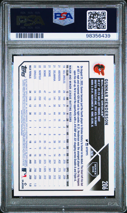 2023 Topps #206 Gunnar Henderson PSA 10 SKU200078