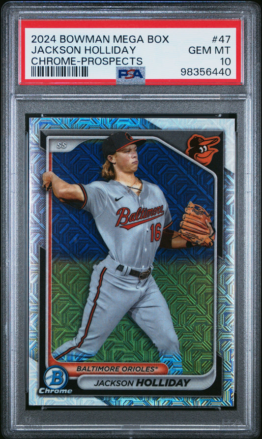 2024 Bowman Mega Box Chrome Prospects #47 Jackson Holliday PSA 10