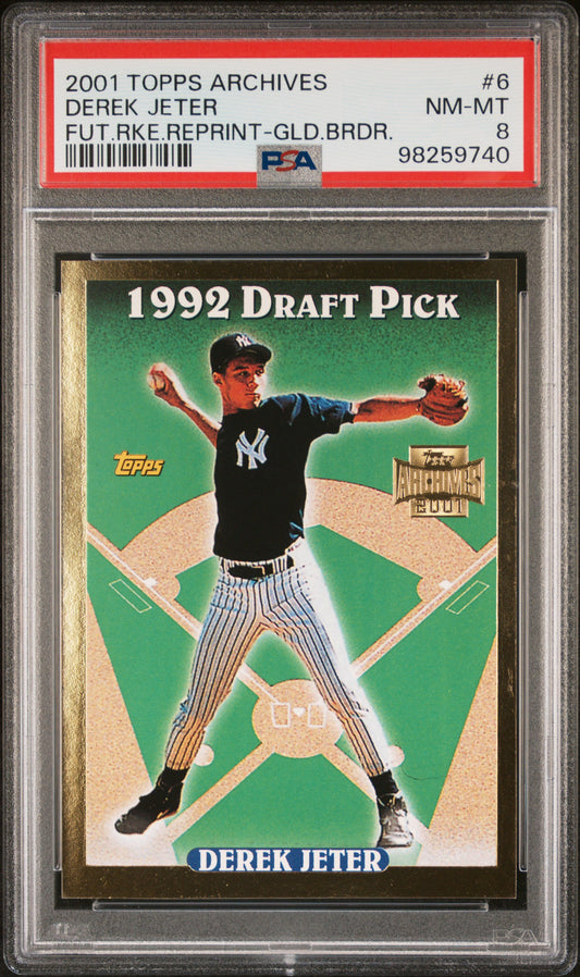 2001 Topps Archives Future Rookie Reprint #6 Derek Jeter Gld.Brdr. PSA 8
