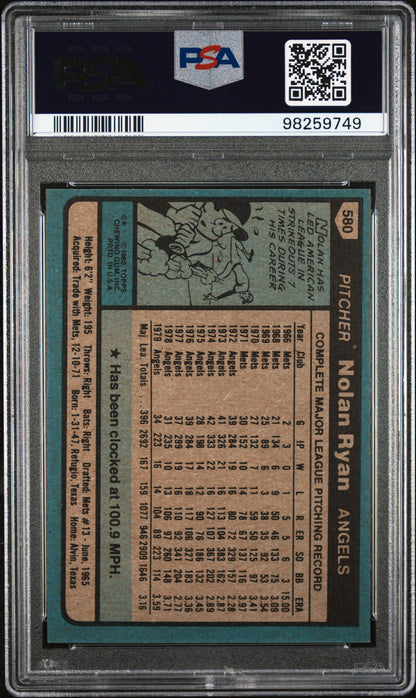 1980 Topps #580 Nolan Ryan PSA 7