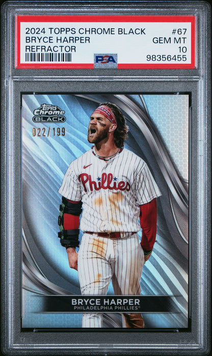 2024 Topps Chrome Black #67 Bryce Harper Refractor PSA 10