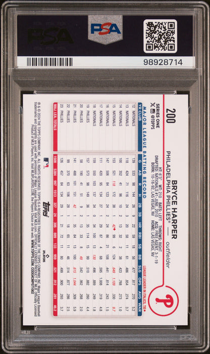 2024 Topps #200 Bryce Harper Asg Exclusive PSA 10