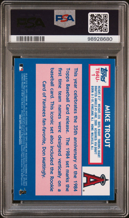 2019 Topps Silver Pack 1984 Chrome Promo #1 Mike Trout 1984 Chrome Promo PSA 10