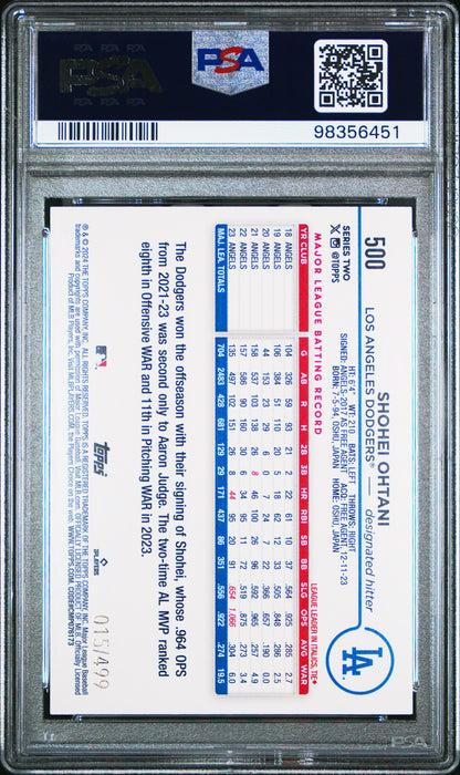 2024 Topps #500 Shohei Ohtani Green Foil PSA 10