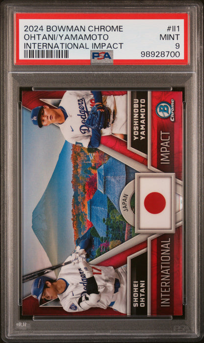 2024 Bowman Chrome International Impact #II1 Ohtani/Yamamoto PSA 9