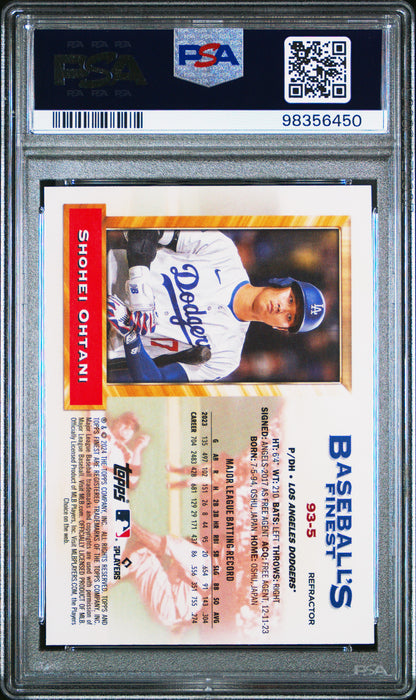 2024 Topps Finest What If 1993 Finest Prototypes #93-5 Shohei Ohtani Ref PSA 10