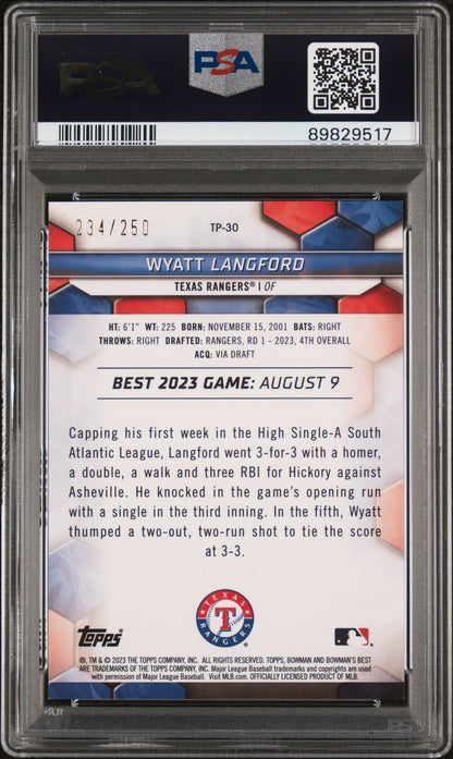 2023 Bowman'S Best Top Prospects #TP30 Wyatt Langford-Purple/259  PSA 9