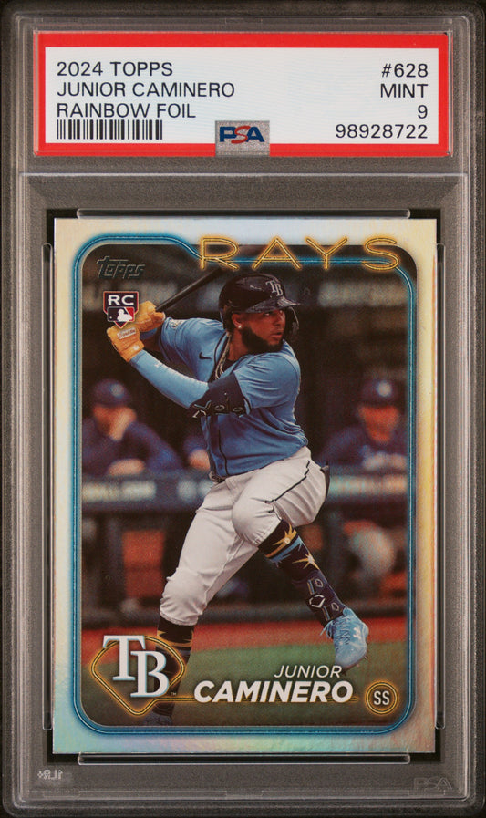 2024 Topps #628 Junior Caminero Rainbow Foil PSA 9