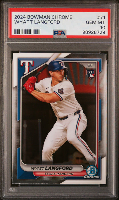 2024 Bowman Chrome #71 Wyatt Langford PSA 10