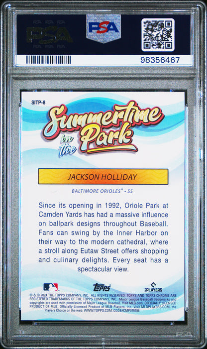 2024 Topps Chrome Summertime In The Park #8 Jackson Holliday PSA 10