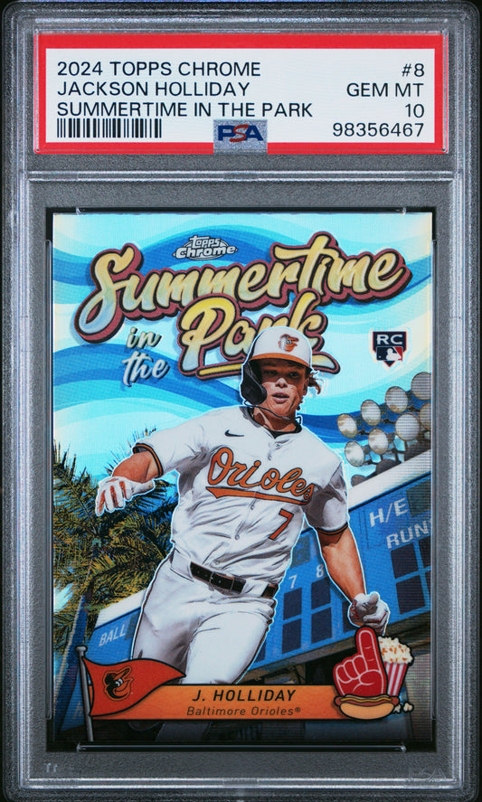 2024 Topps Chrome Summertime In The Park #8 Jackson Holliday PSA 10