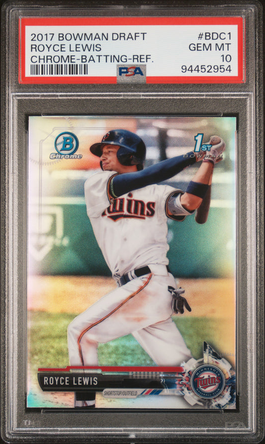 2017 Bowman Draft #BDC1 Royce Lewis Chrome-Batting-Ref. PSA 10