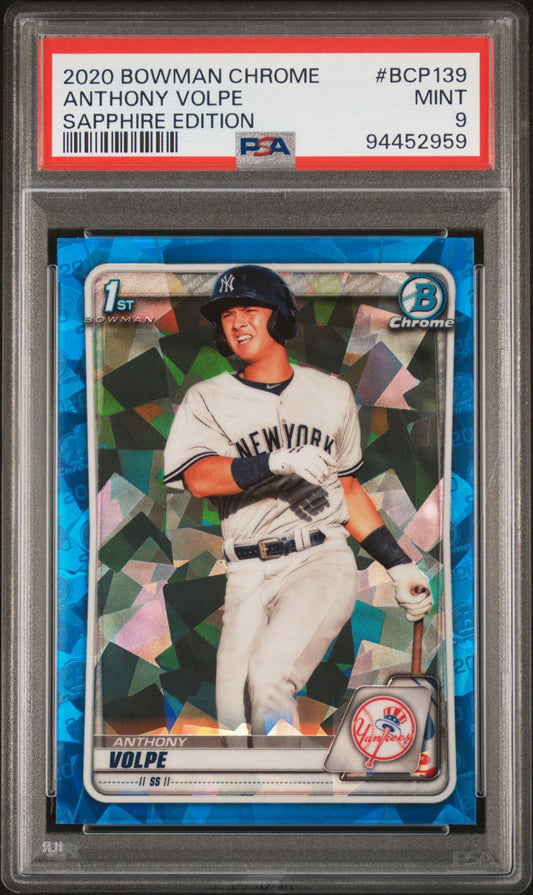 2020 Bowman Chrome Sapphire Edition #BCP139 Anthony Volpe Sapphire Edition PSA 9