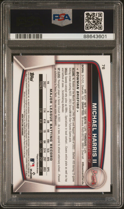 2023 Bowman Mega Box Chrome #76 Michael Harris Ii Chrome PSA 10