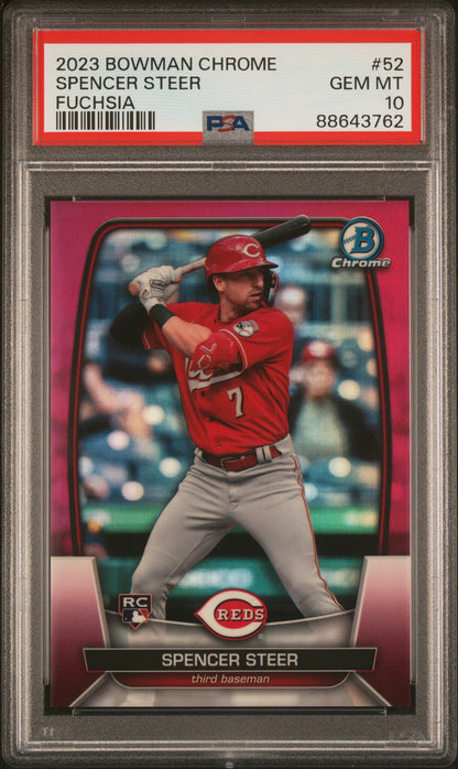 2023 Bowman Chrome #52 Spencer Steer Fuchsia Refractor PSA 10