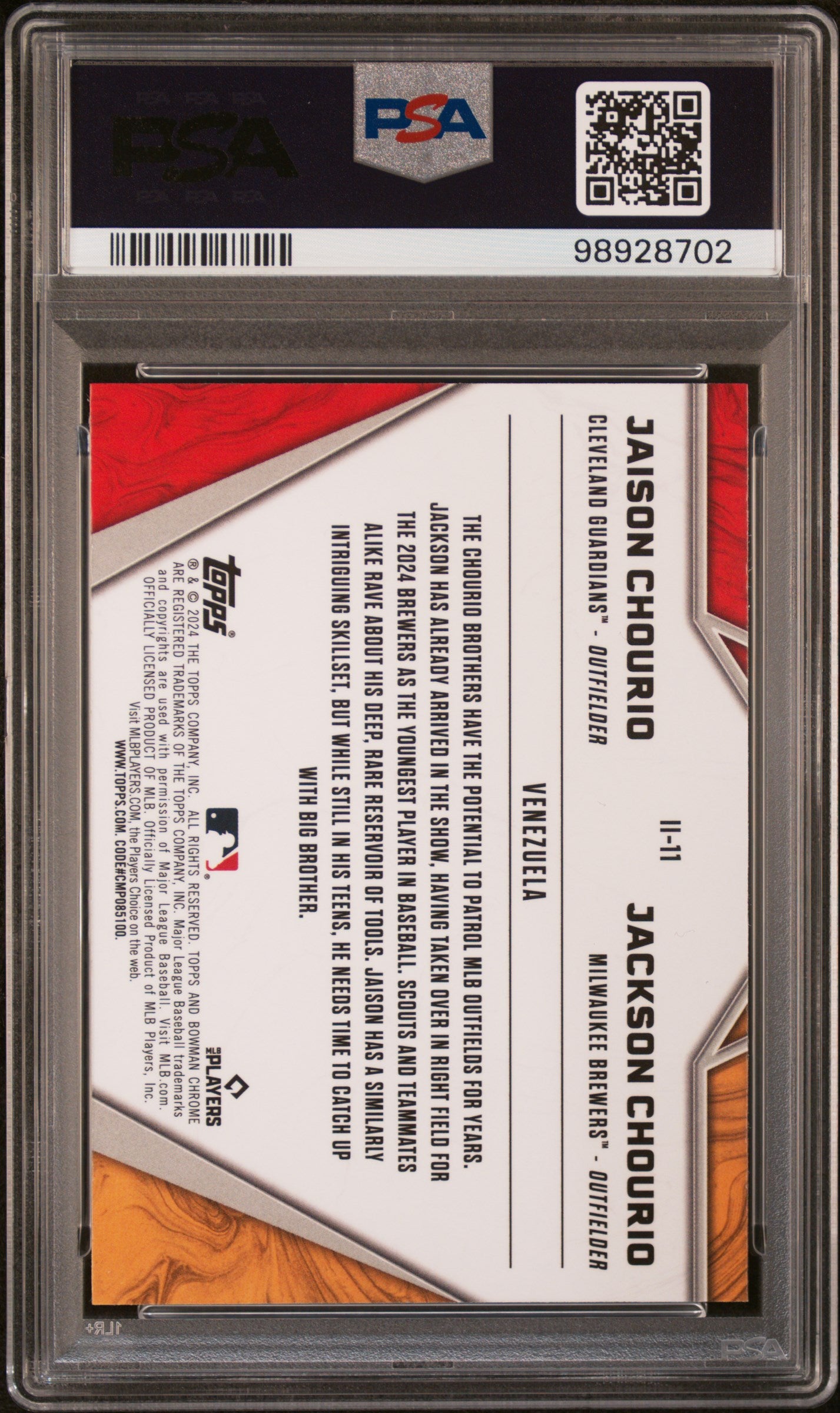 2024 Bowman Chrome International Impact #II11 J.Chourio/J.Chourio PSA 10