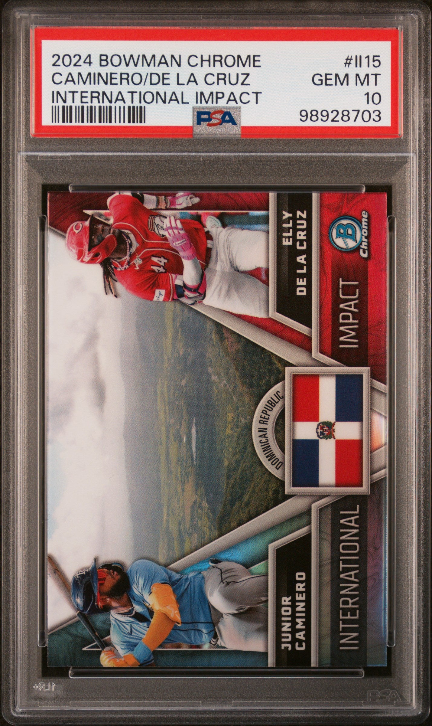 2024 Bowman Chrome International Impact #II15 Caminero/De La Cruz PSA 10