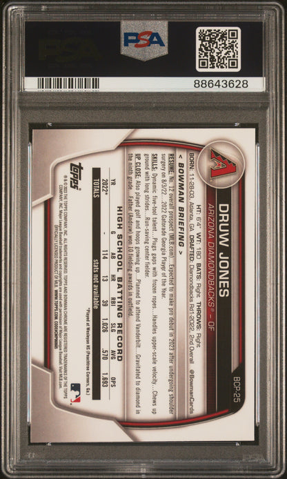 2023 Bowman Chrome Prospects #BCP25 Druw Jones Chrome Prospects PSA 10