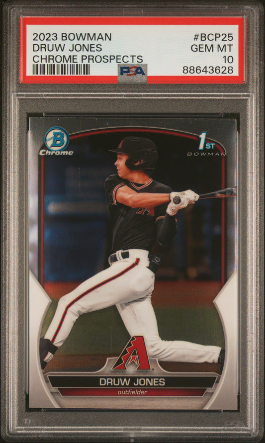 2023 Bowman Chrome Prospects #BCP25 Druw Jones Chrome Prospects PSA 10