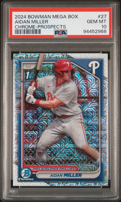 2024 Bowman Mega Box Chrome Prospects #27 Aidan Miller PSA 10