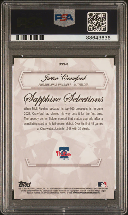 2023 Bowman Chrome S/E Sapphire SelectionsSSP #BSS8 Justin Crawford PSA 10