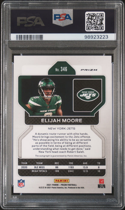 2021 Panini Prizm #346 Elijah Moore Autograph PSA 8