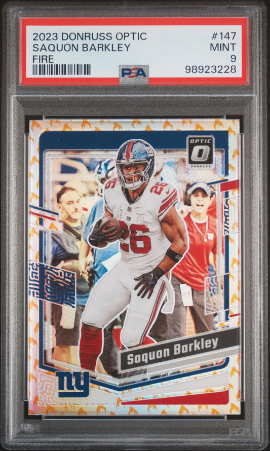 2023 Panini Donruss Optic #147 Saquon Barkley Fire PSA 9