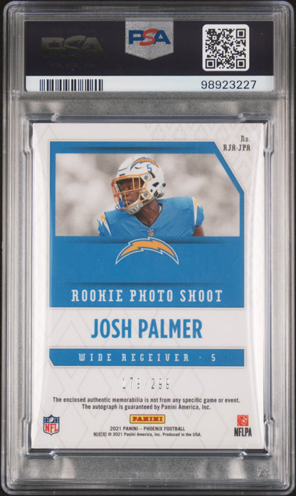 2021 Panini Phoenix Rps Rookie Auto Jersey #JPA Josh Palmer  PSA 9