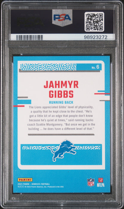 2023 Panini Donruss Rated Rookies Portrait #6 Jahmyr Gibbs PSA 10