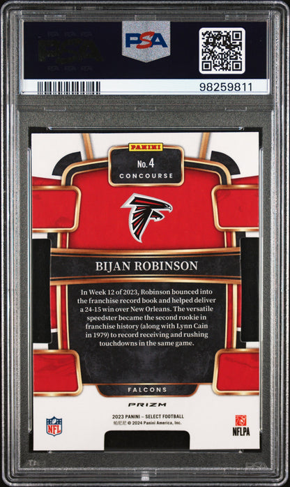 2023 Panini Select #4 Bijan Robinson Die-Cut Silver Prizm PSA 9