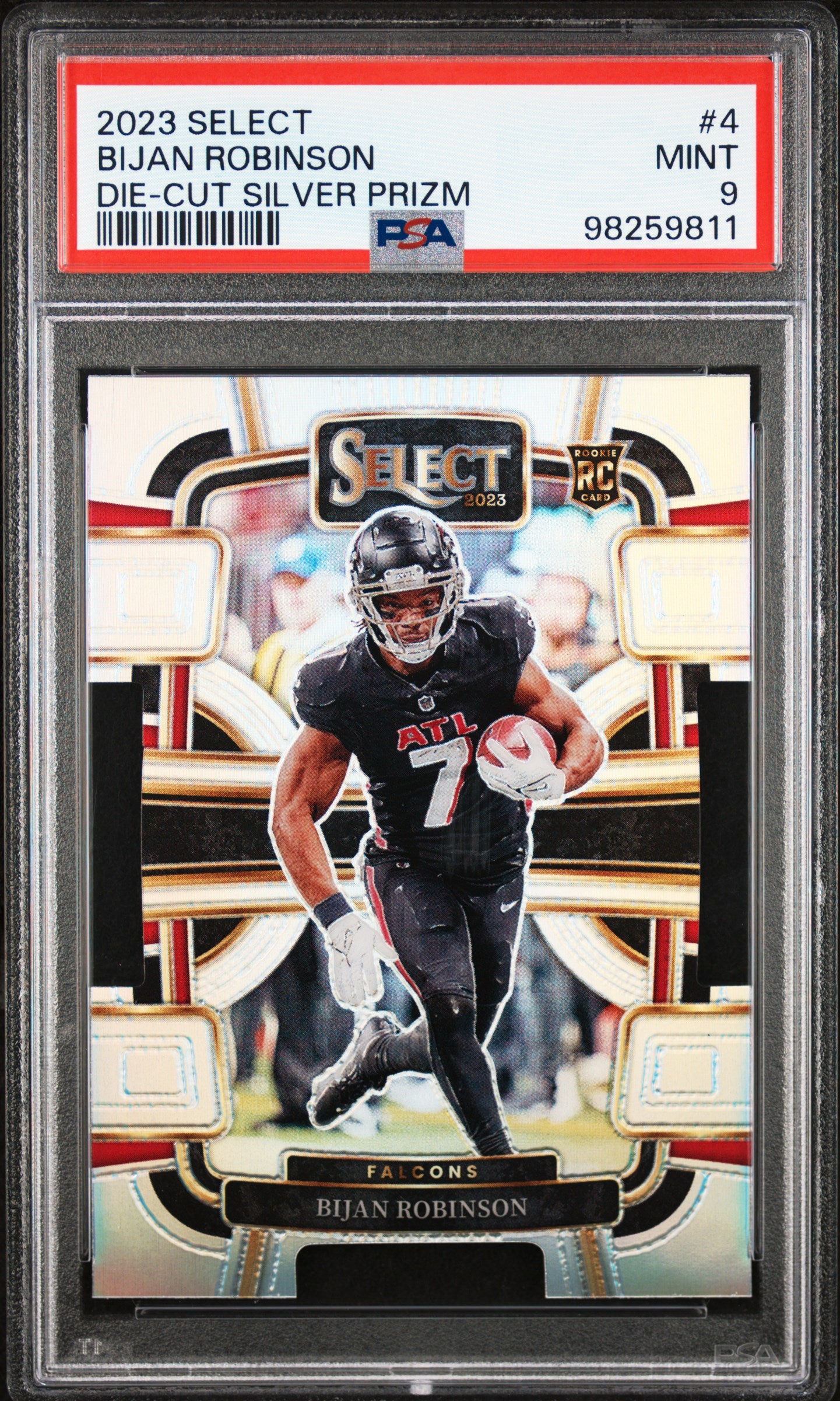 2023 Panini Select #4 Bijan Robinson Die-Cut Silver Prizm PSA 9
