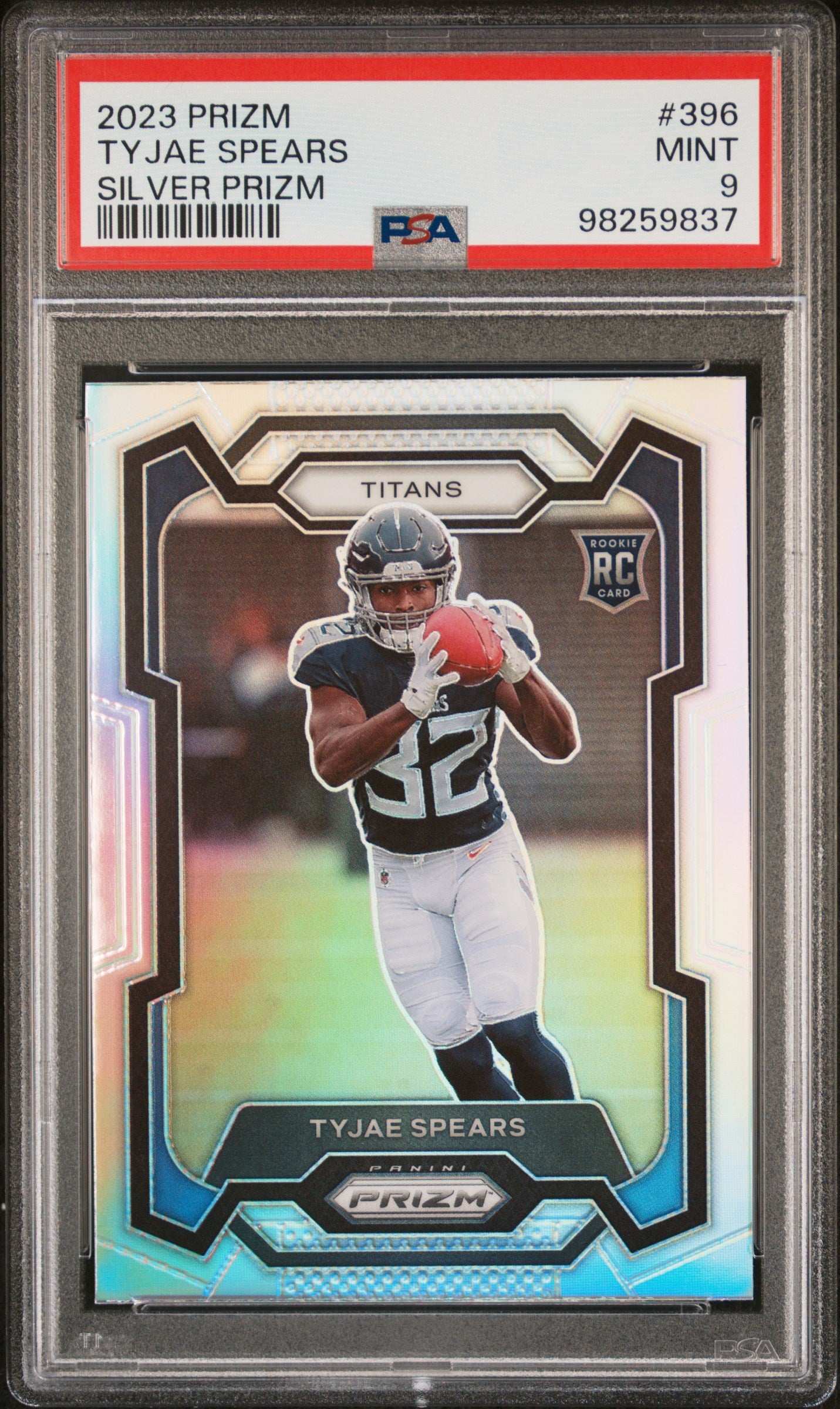 2023 Panini Prizm #396 Tyjae Spears Silver Prizm PSA 9