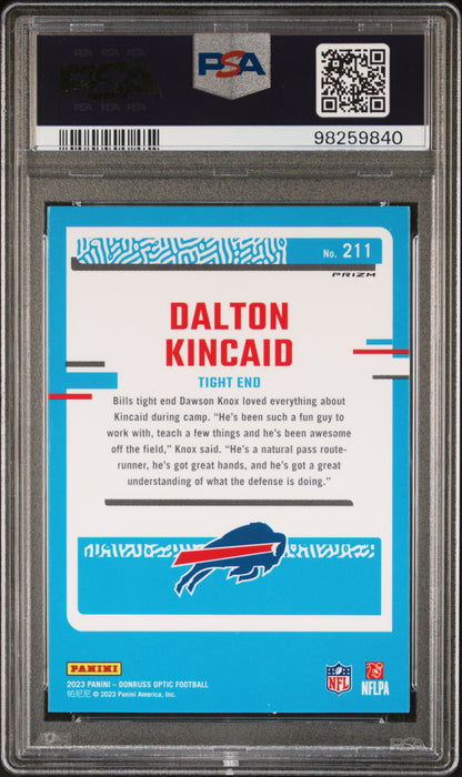 2023 Panini Donruss Optic #211 Dalton Kincaid Green Hyper PSA 9