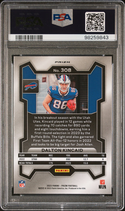 2023 Panini Prizm #308 Dalton Kincaid Green Wave PSA 9