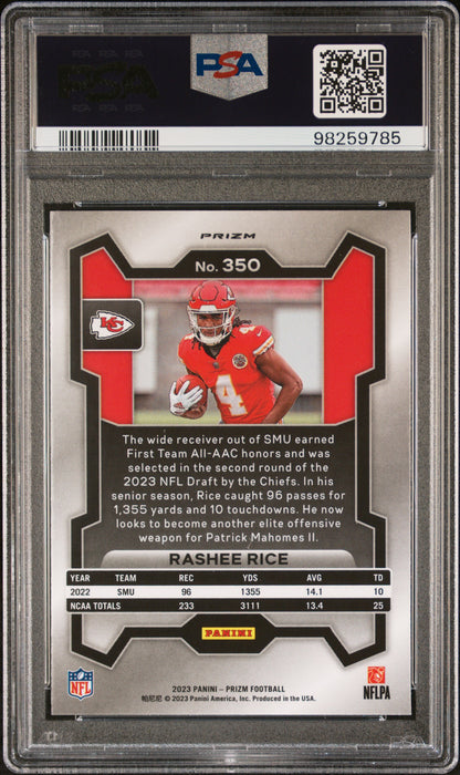 2023 Panini Prizm #350 Rashee Rice Green Prizm PSA 9